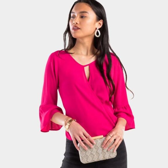 Francesca's | NWT Valda Keyhole Surplice Blouse 💠 - Picture 2 of 7